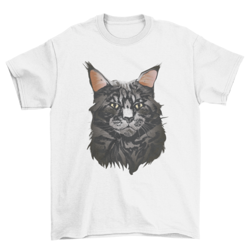 British maine coon cat portrait t-shirt