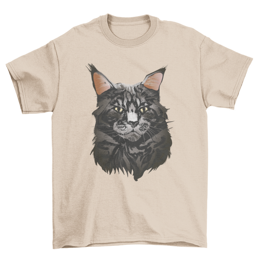 British maine coon cat portrait t-shirt