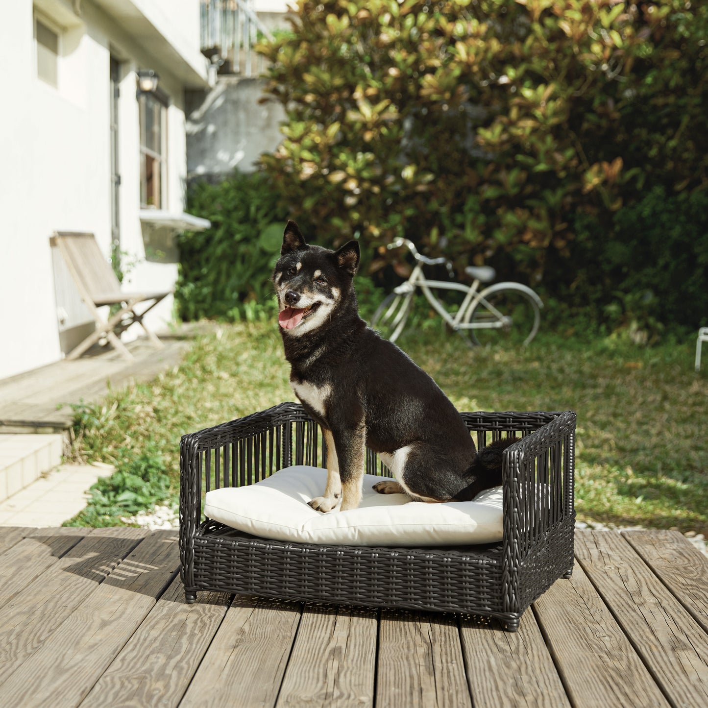 Teamson Pets Rattan Woven Dog or Cat Bed & Cushion